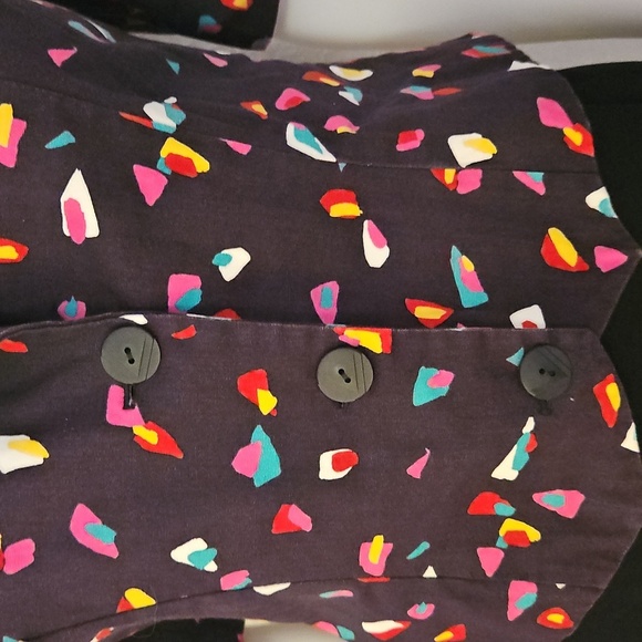 Vtg Handmade 1980s Colorful Patterned Cropped Button Down Short Sleeve Shirt - Picture 5 of 6